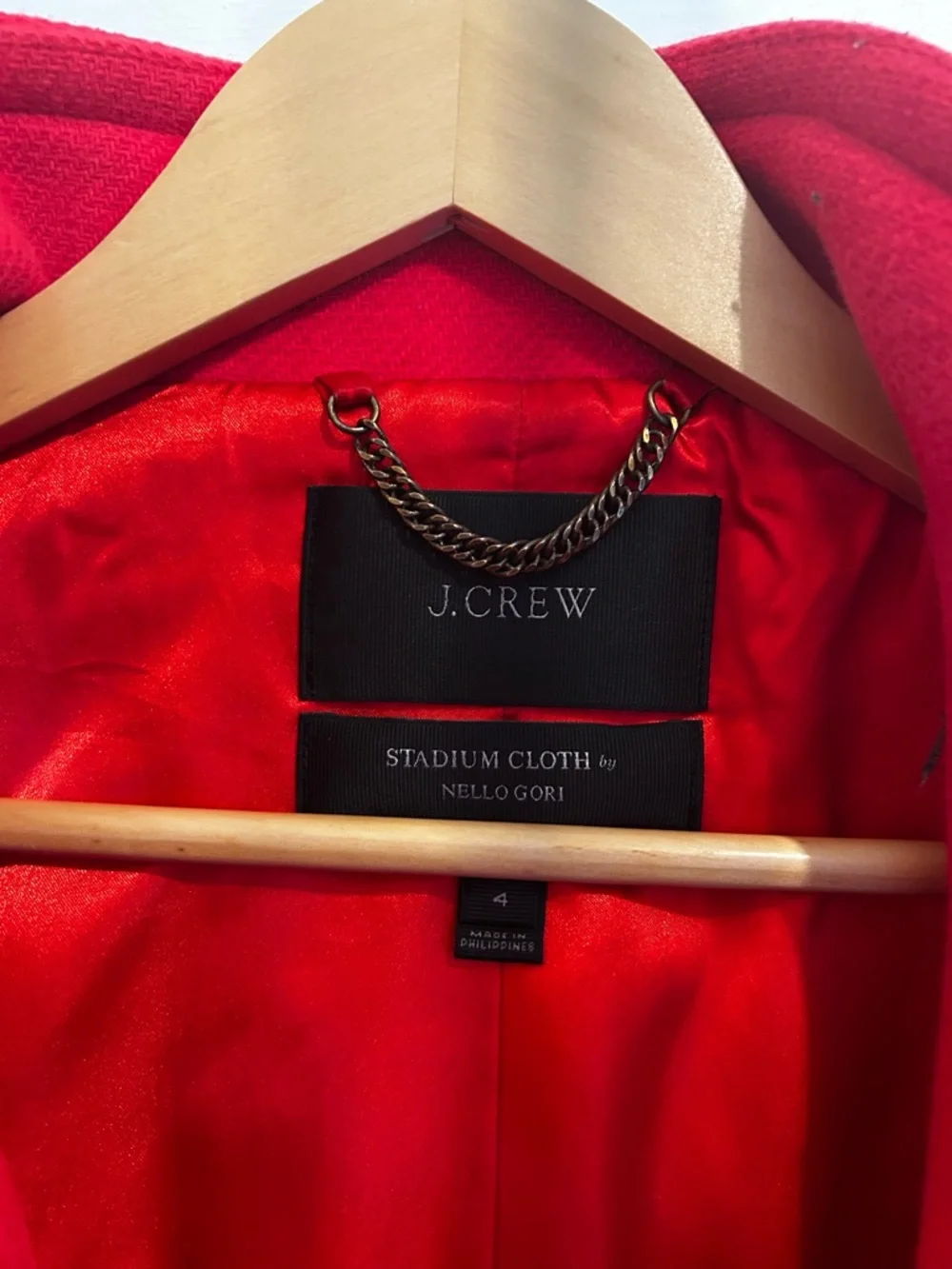 J. Crew Women's Vibrant Red Zip-Front Pea Coat - Picture 2 of 2